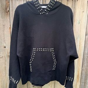 Zara Black Studded Knit Sweatshirt